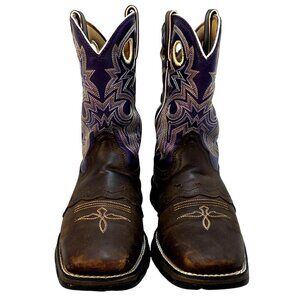 Durango Lady Rebel Twilight 'N Lace Womens Western Boots Size 10M Purple & Brown